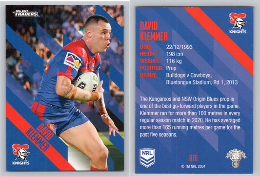 Card # 076 David Klemmer NRL 2021 Traders Knights