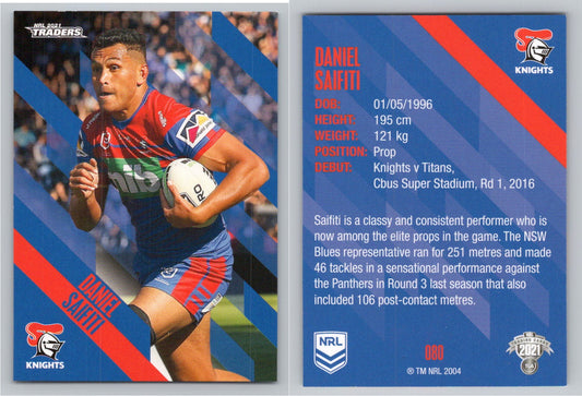 Card # 080 Daniel Saifiti NRL 2021 Traders Knights
