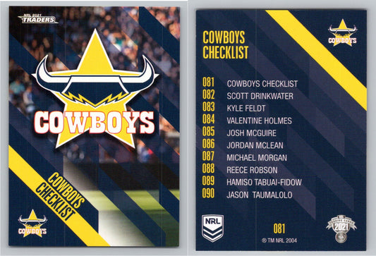 Card # 081 Cowboys Checklist NRL 2021 Traders Cowboys