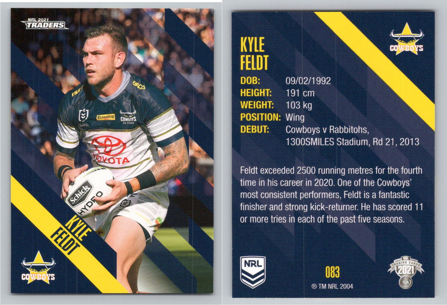 Card # 083 Kyle Feldt NRL 2021 Traders Cowboys