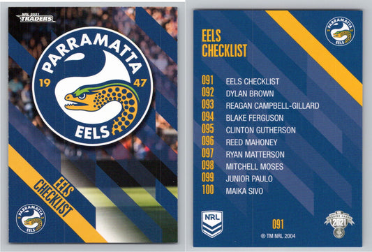 Card # 091 Eels Checklist NRL 2021 Traders Eels