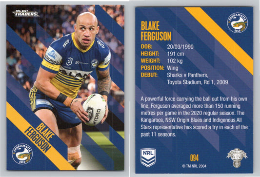 Card # 094 Blake Ferguson NRL 2021 Traders Eels