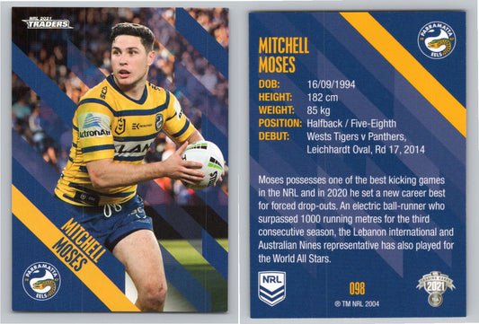 Card # 098 Mitchell Moses NRL 2021 Traders Eels
