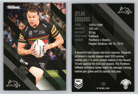 Card # 104 Dylan Edwards NRL 2021 Traders Panthers