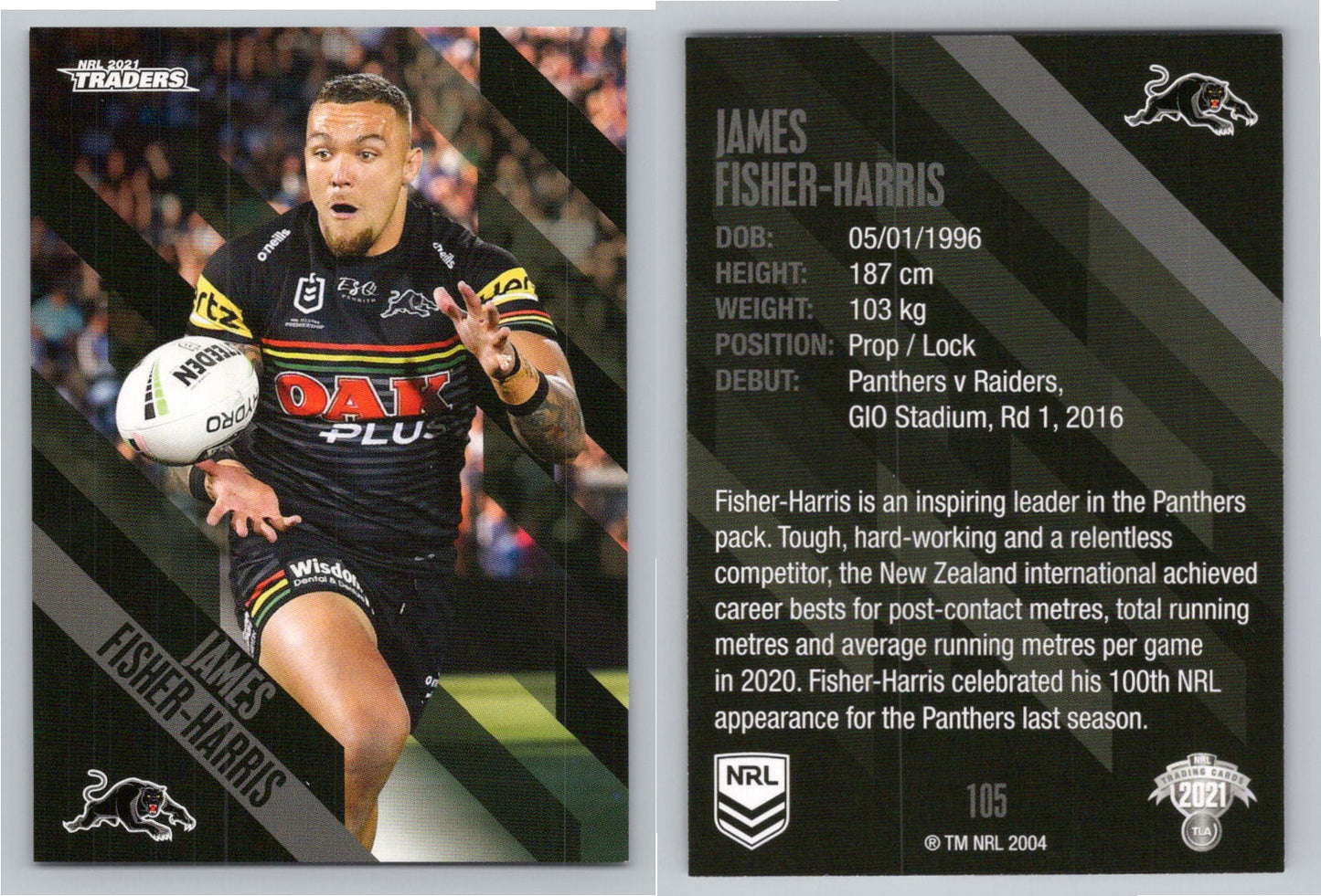 Card # 105 James Fisher-Harris NRL 2021 Traders Panthers