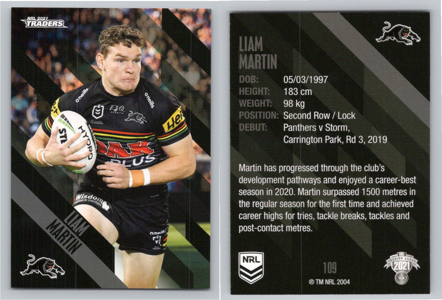 Card # 109 Liam Martin NRL 2021 Traders Panthers