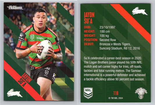 Card # 118 Jaydn Su’A NRL 2021 Traders Rabbitohs