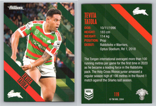 Card # 119 Tevita Tatola NRL 2021 Traders Rabbitohs