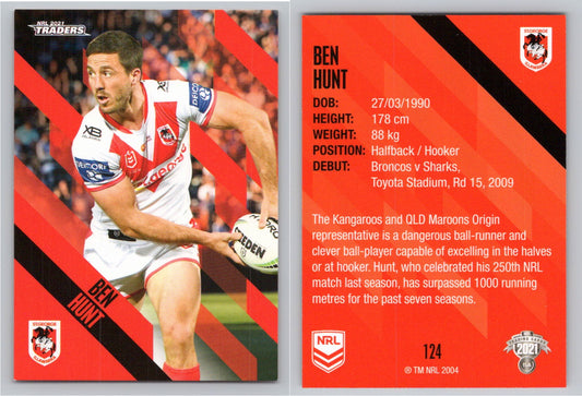 Card # 124 Ben Hunt NRL 2021 Traders Dragons