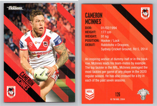 Card # 126 Cameron McInnes NRL 2021 Traders Dragons