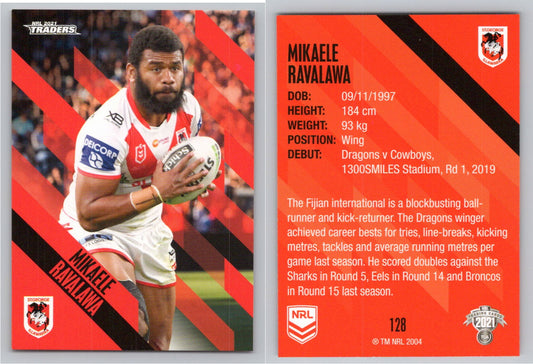 Card # 128 Mikaele Ravalawa NRL 2021 Traders Dragons