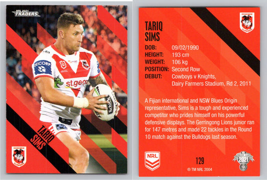 Card # 129 Tariq Sims NRL 2021 Traders Dragons