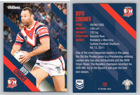 Card # 132 Boyd Cordner NRL 2021 Traders Roosters