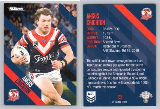 Card # 133 Angus Crichton NRL 2021 Traders Roosters