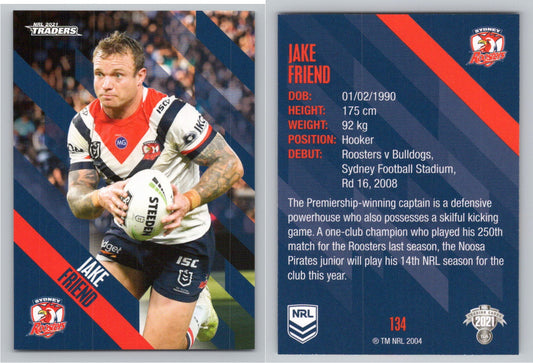 Card # 134 Jake Friend NRL 2021 Traders Roosters