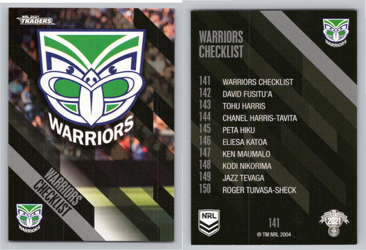 Card # 141 Warriors Checklist NRL 2021 Traders Warriors