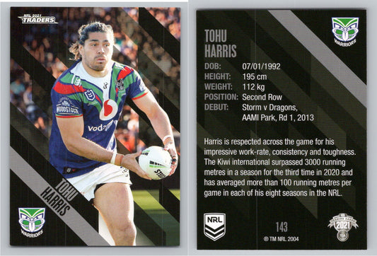 Card # 143 Tohu Harris NRL 2021 Traders Warriors