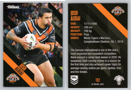 Card # 152 Josh Aloiai NRL 2021 Traders Wests Tigers