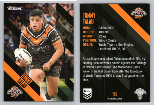 Card # 159 Tommy Talau NRL 2021 Traders Wests Tigers