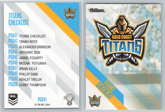 Card #  PS 041 Titans Checklist NRL 2021 Traders Broncos