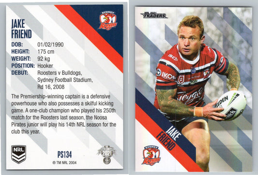 Card # PS 134 Jake Friend NRL 2021 Traders Roosters
