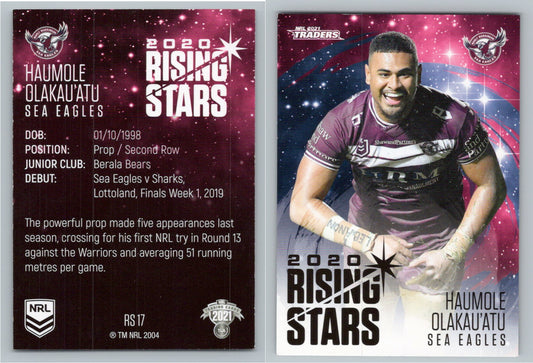 Card # RS 17 Haumole Olakau'atu Sea Eagles Rising  Star NRL 2021 Traders