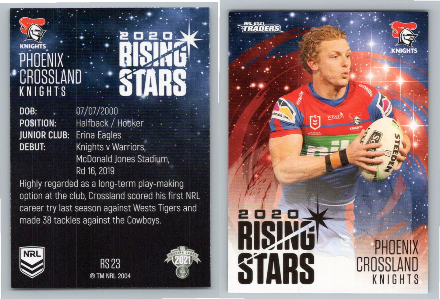 Card # RS 23 Phoenix Crossland Knights Rising Star NRL 2021 Traders