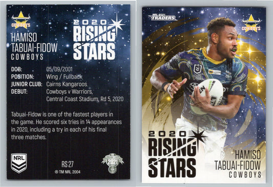 Card # RS 27 Hamiso Tabuai-Fidow Cowboys Rising Star NRL 2021 Traders