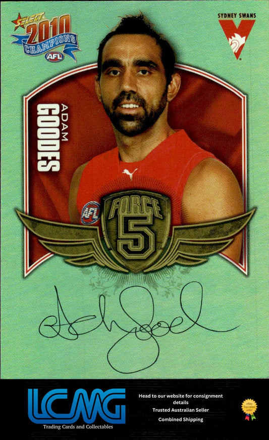 2010 Select AFL Champions Force 5 Gold Foil Signature Adam Goodes FFS66