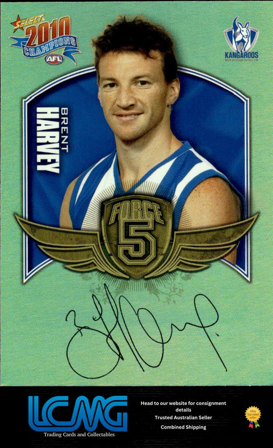 2010 Select AFL Champions Force 5 Gold Foil Signature Brent Harvey 46