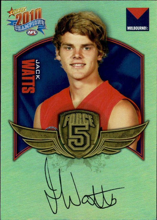 2010 Select AFL Champions Force 5 Gold Foil Signature Jack Watts FFS44