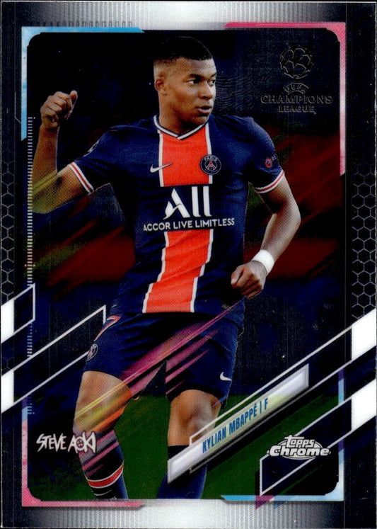 2020-21 Topps Chrome X Steve Aoki UEFA Champions League Neon Future #95 Kylian Mbappé