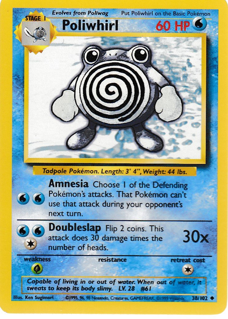 Poliwhirl 38/102 Base Set Unlimited Uncommon