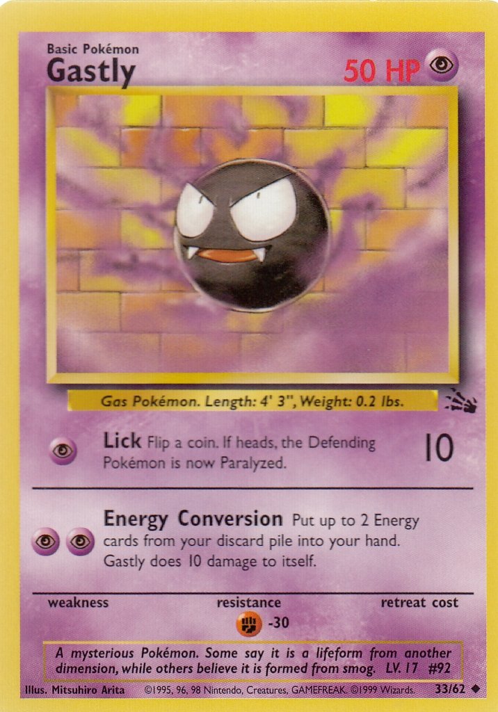 Gastly 33/62 Fossil Set Uncommon