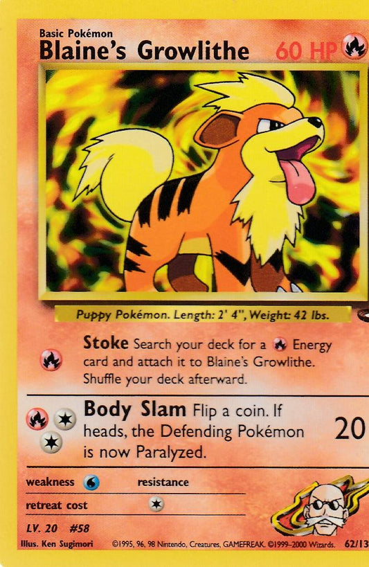 Blaine's Growlithe 62/132 Gym Challenge Set Common