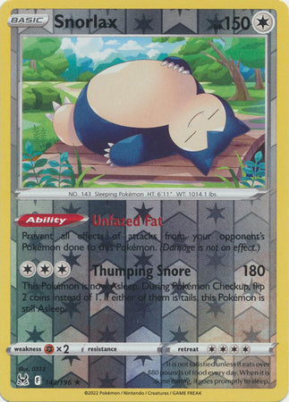 Snorlax 143/196 Reverse Holo Lost Origin