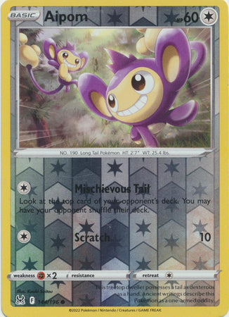 Aipom 144/196 Reverse Holo Lost Origin