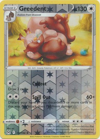 Greedent 151/196 Reverse Holo Lost Origin