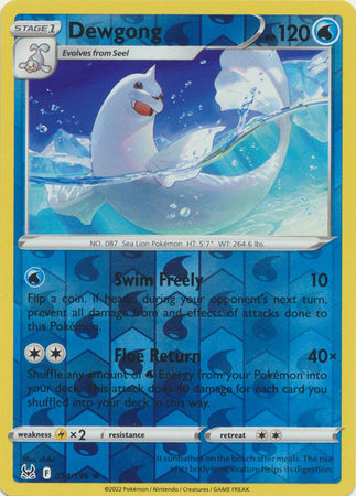 Dewgong 034/196 Reverse Holo Lost Origin