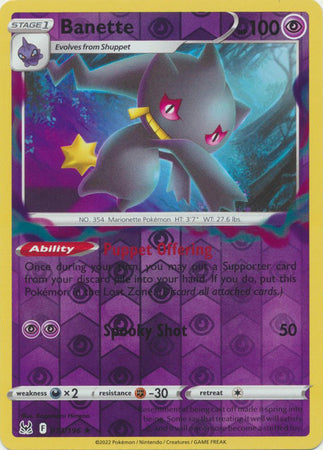 Banette 073/196 Reverse Holo Lost Origin