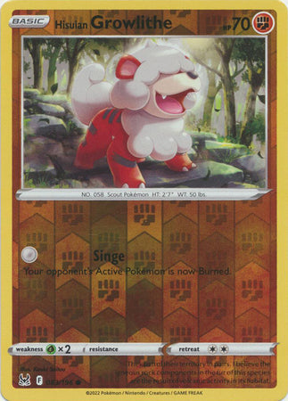 Hisuian Growlithe 083/196 Reverse Holo Lost Origin