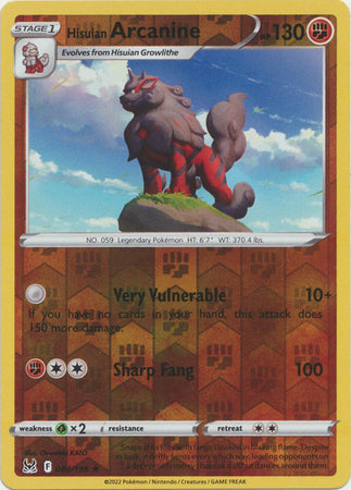 Hisuian Arcanine 084/196 Reverse Holo Lost Origin