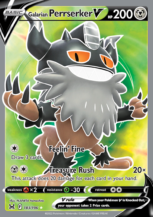 Galarian Perrserker V (Full Art) 183/196 Lost Origin