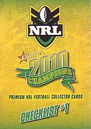 CHECKLIST #1   1 NRL 2010 Champions