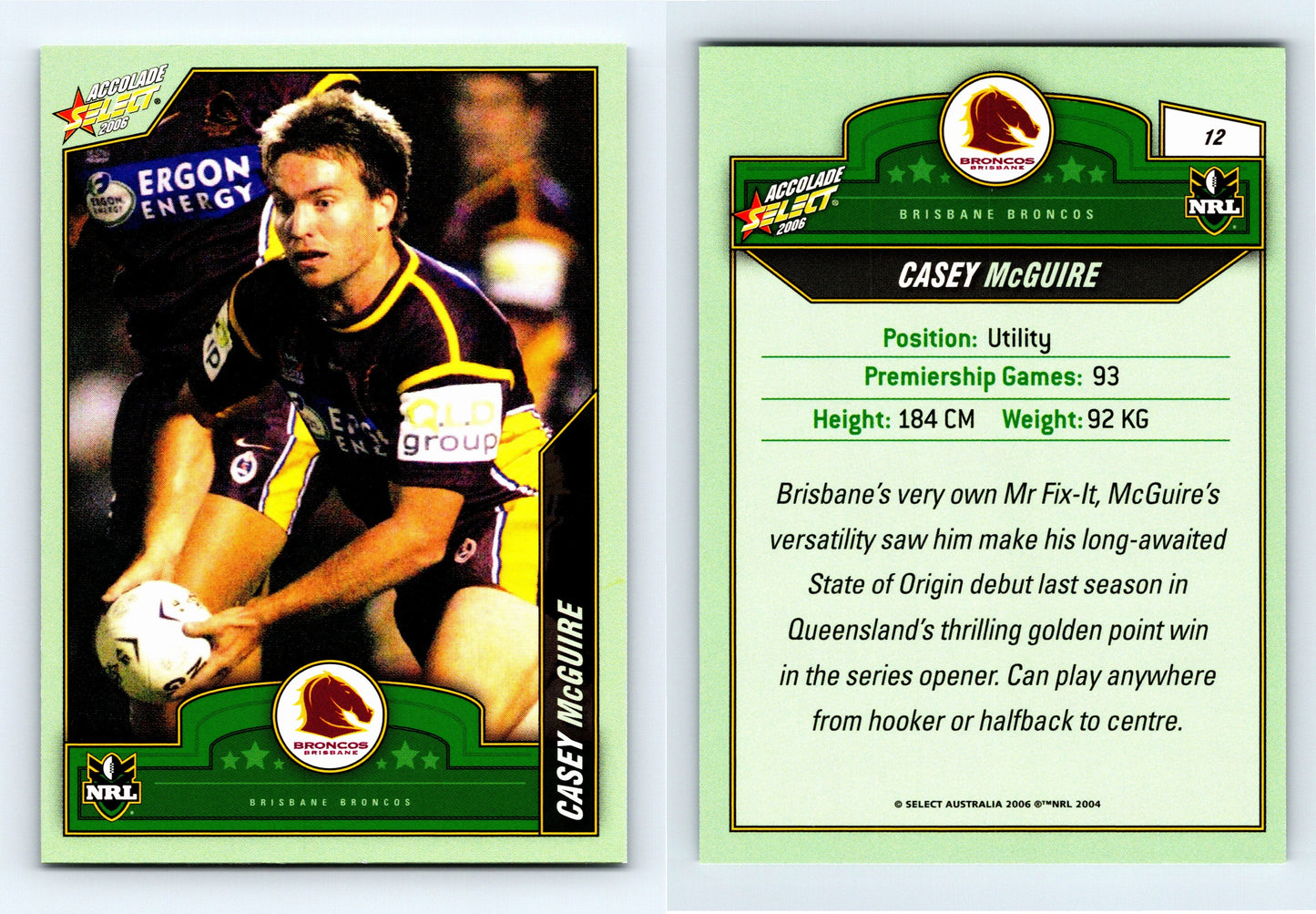 #11 BRAD THORN 2006 Select NRL Accolade