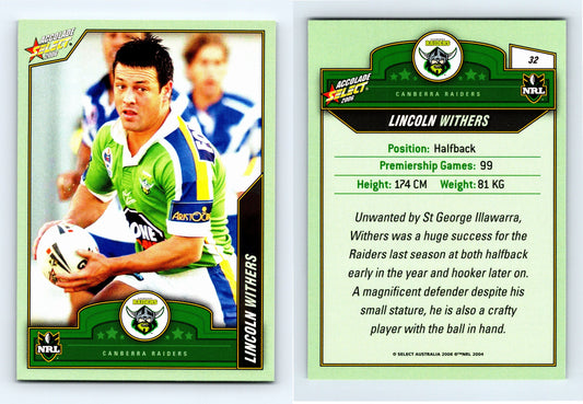 #32 LINCOLN WITHERS 2006 Select NRL Accolade