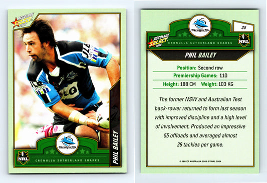 #35 PHIL BAILEY 2006 Select NRL Accolade