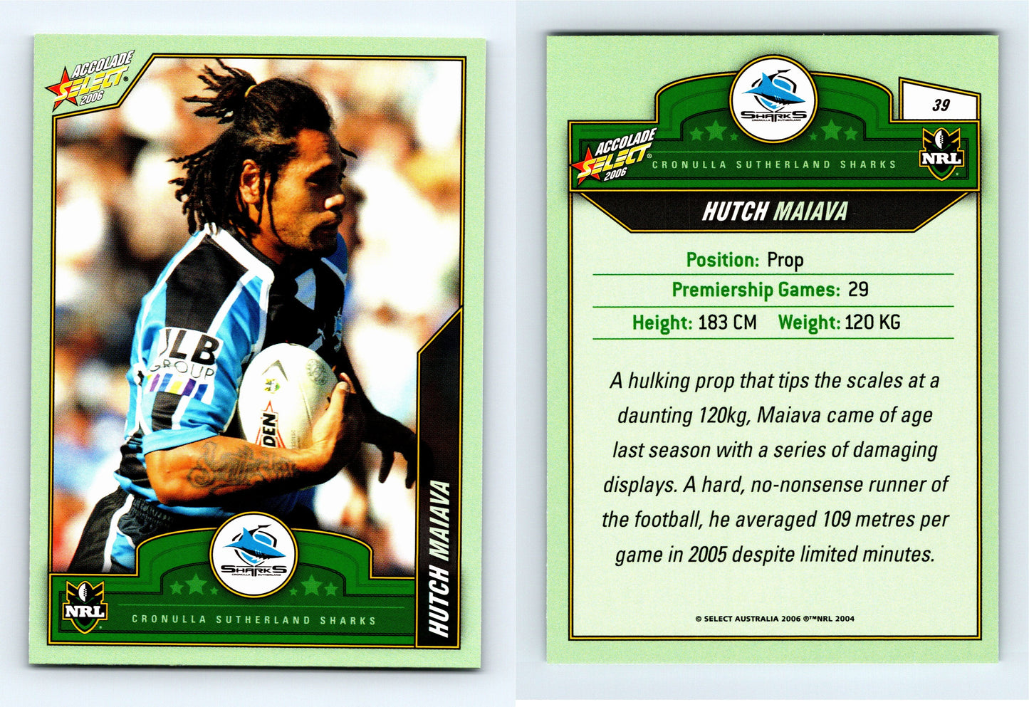 #39 HUTCH MAIAVA 2006 Select NRL Accolade