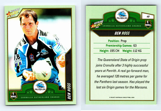 #40 BEN ROSS 2006 Select NRL Accolade