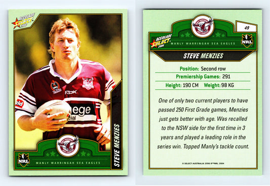 #49 STEVE MENZIES 2006 Select NRL Accolade